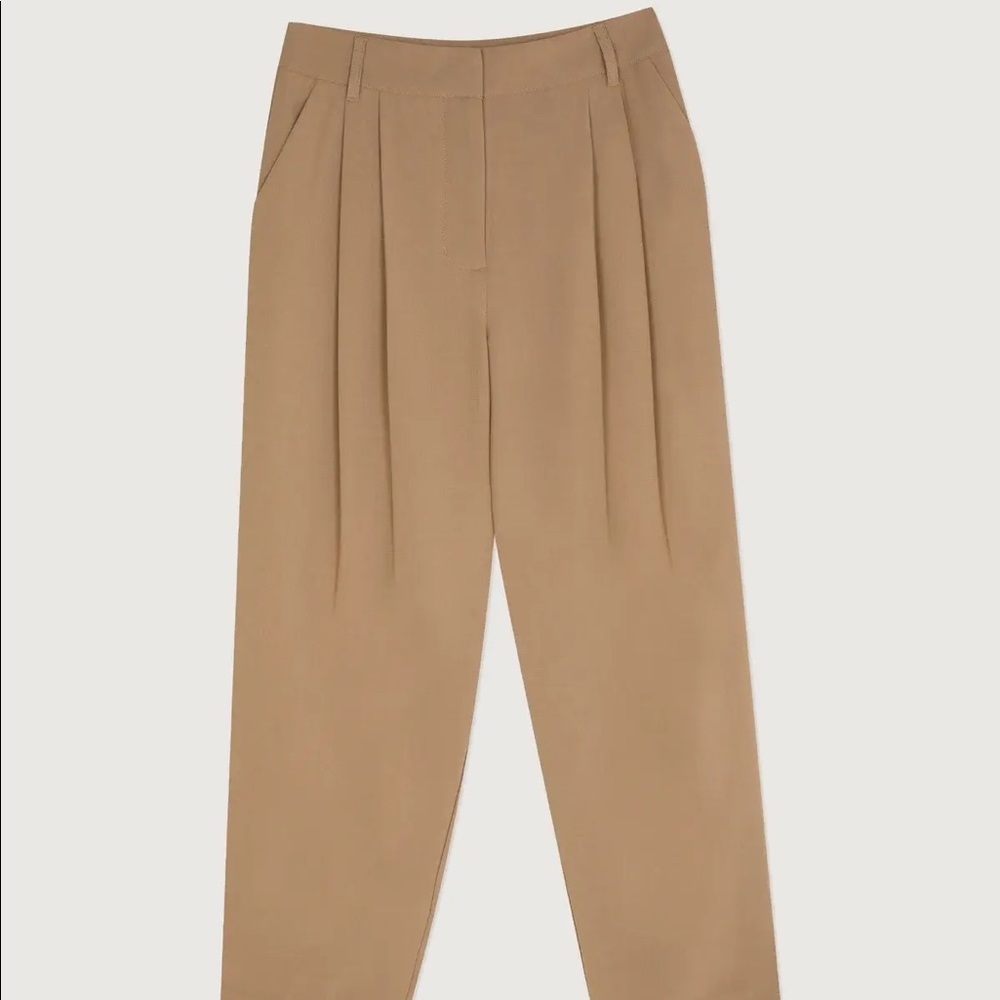 Oak and fort straight leg pants in dark beige
